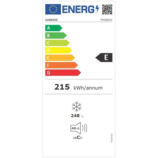 Gorenje Freezer | FH25EAW | Energy efficiency class E | Chest | Free standing | Height 84.7 cm | Total net capacity 248 L | Whit