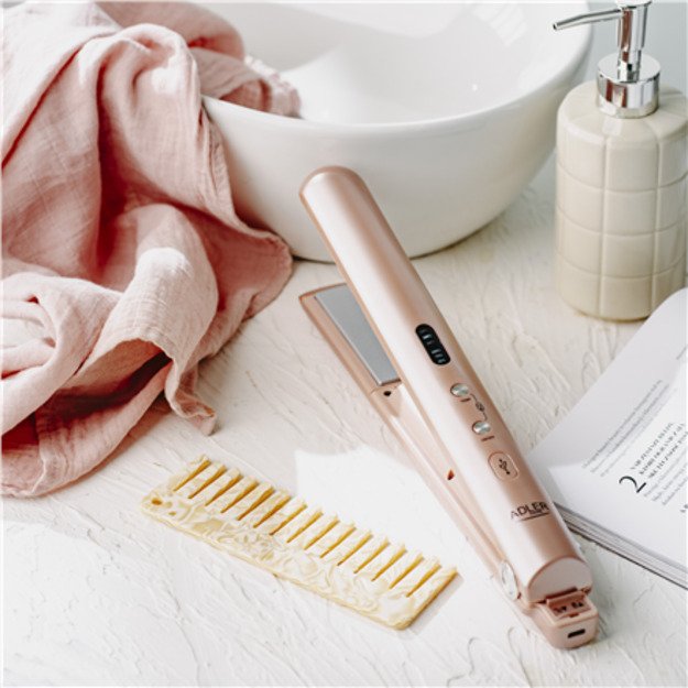Adler Cordless Hair Straightener | AD 2327 | Ceramic heating system | Display LED | Temperature (min) 160 °C | Temperature (max 3