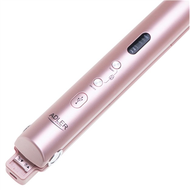 Adler Cordless Hair Straightener | AD 2327 | Ceramic heating system | Display LED | Temperature (min) 160 °C | Temperature (max 8
