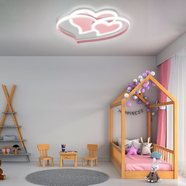 Baby Lamp LED Ceiling Pink Hearts 66W + Pilot DL-H04 1