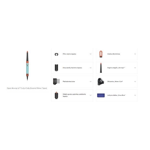 Daugiafunkcinis plaukų formavimo prietaisas ir džiovintuvas DYSON HS08 Curly+Coily, Patina/Topaz