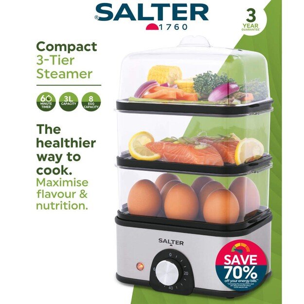 Salter EK5885VDE Compact 3-Tier Steamer