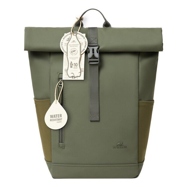 Rivacase Eden backpack Travel backpack Olive PU leather, Polyester, Recycled polyethylene terephthalate (rPET)