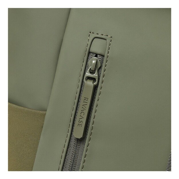 Rivacase Eden backpack Travel backpack Olive PU leather, Polyester, Recycled polyethylene terephthalate (rPET)