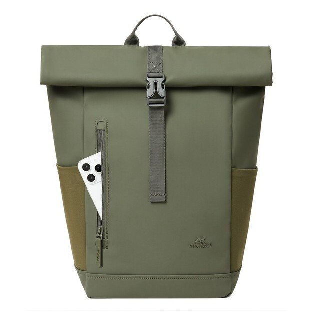 Rivacase Eden backpack Travel backpack Olive PU leather, Polyester, Recycled polyethylene terephthalate (rPET)