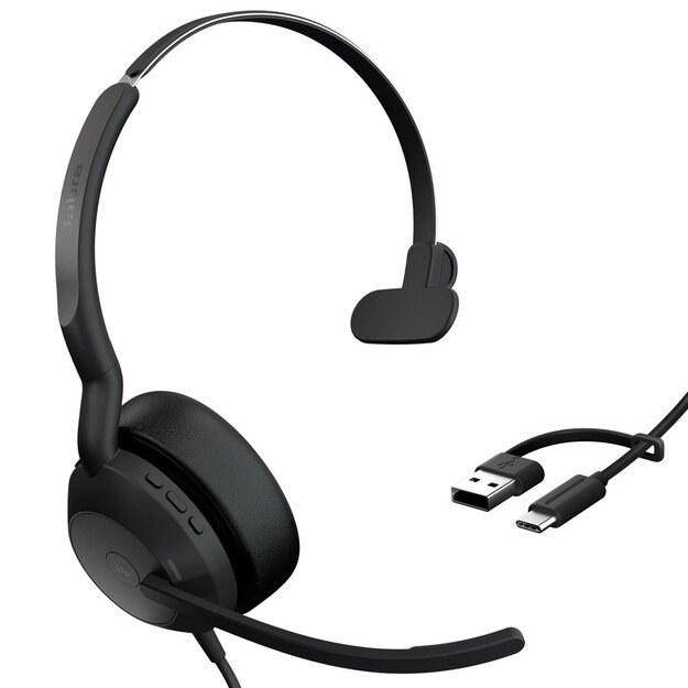 Jabra Evolve2 50 Headset Wired Head-band Office/Call center USB Type-C / USB Type-A Bluetooth Black