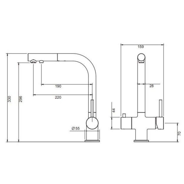 Virtuvinis mai&scaron;ytuvas su i&scaron;traukiama žarna ir jungtimi filtrui Blue Water APALA, 5901730616248 nerūd