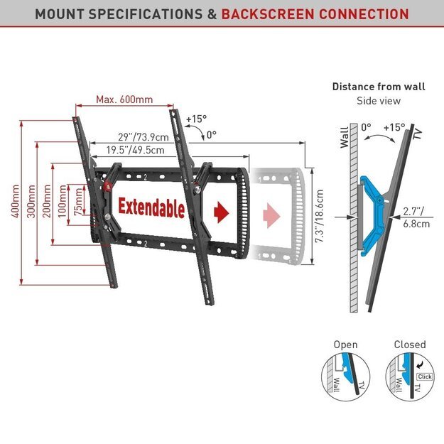 BARKAN BM410T 13 -90  TV, pakreipiamas, sieninis 1