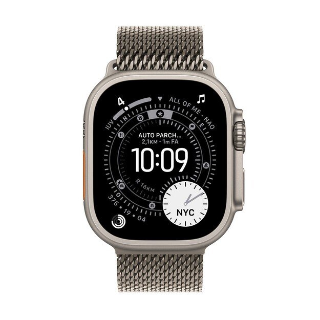 Apple Watch Ultra 3 GPS + Cellular 49mm Natural Titanium Case with Natural Titanium Milanese Loop - Medium