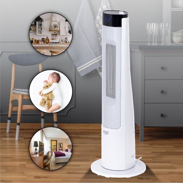 Adler | Tower Fan Heater with Humidifier | AD 7730 | Ceramic | 2200 W | Number of power levels 2 | Suitable for rooms up to 25 m 9