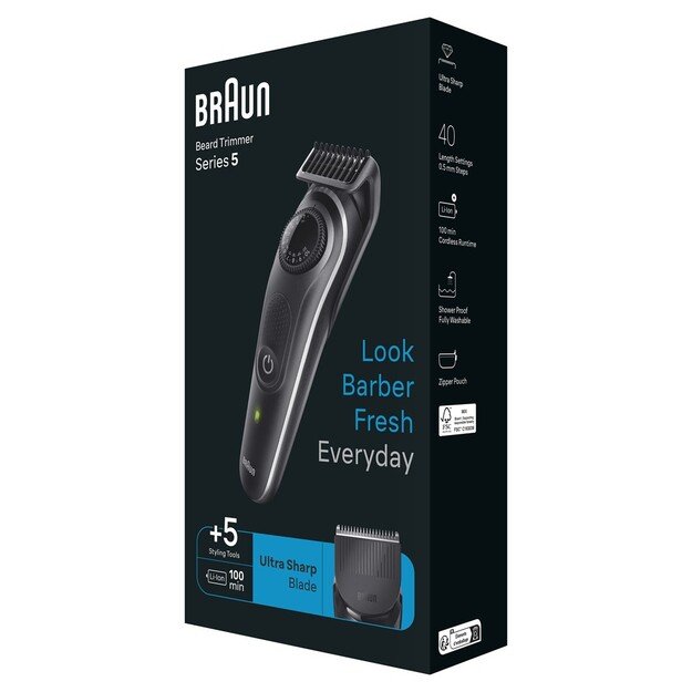 Braun BeardTrimmer 5 80708197 beard trimmer Battery 40 2 cm Black