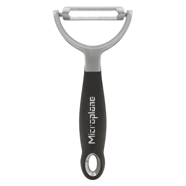 Specialty vegetable peeler Y, serrate blade