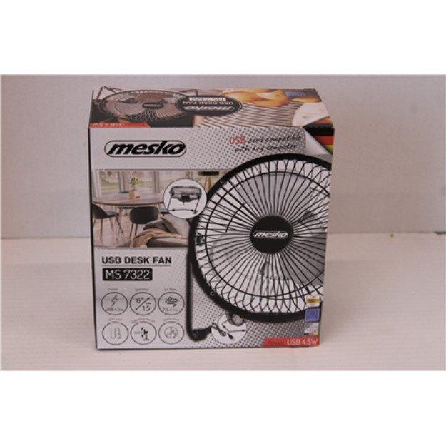SALE OUT. Mesko Fan | MS 7322 | Desk Fan USB | DAMAGED PACKAGING | Black | Diameter 15 cm | Number of speeds 1 | Oscillation | 4