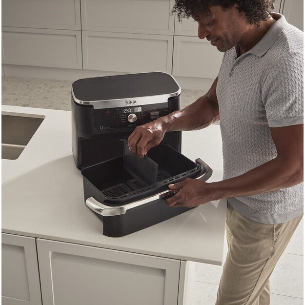 Ninja AF500EU fryer Double 10.4 L Stand-alone 2470 W Hot air fryer Black, Stainless steel 2