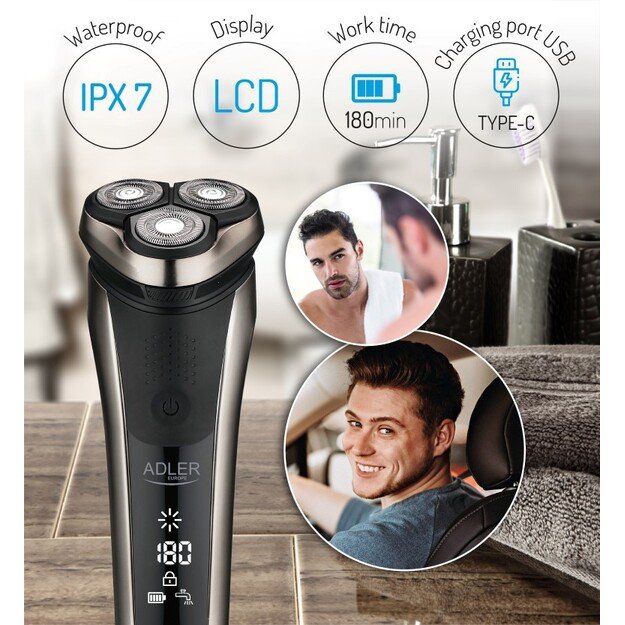 Adler | Electric Shaver | AD 2933 | Operating time (max) 180 min | Lithium Ion | Black