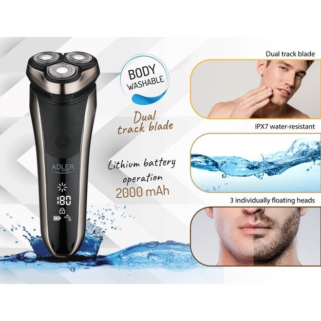 Adler | Electric Shaver | AD 2933 | Operating time (max) 180 min | Lithium Ion | Black