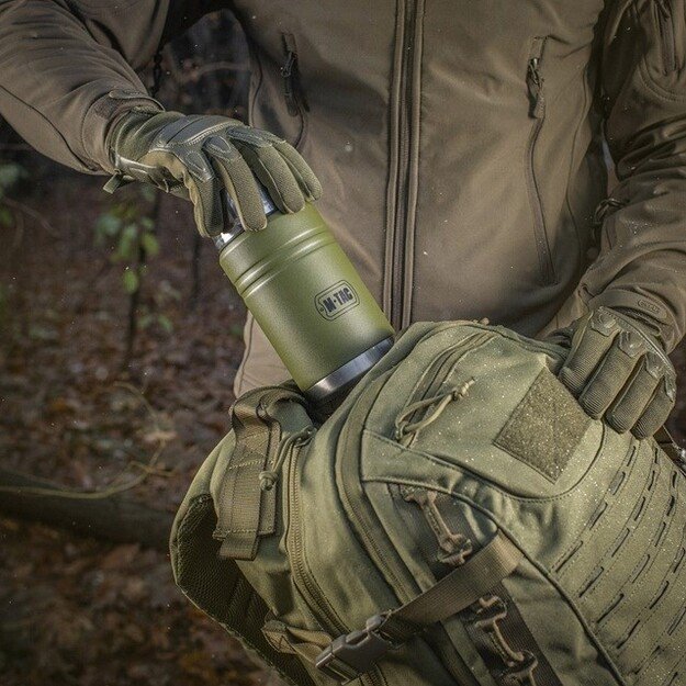 M-Tac UN-R02-750A Food thermos with foldable stainless steel spoon, 750 ml, olive green