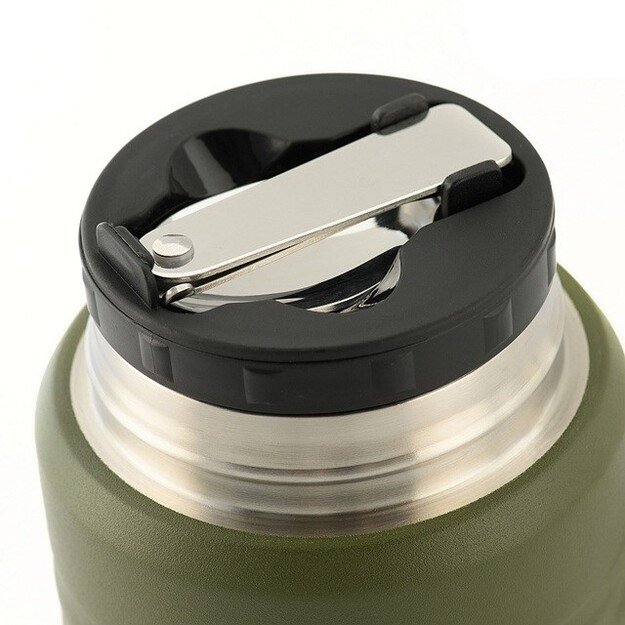 M-Tac UN-R02-750A Food thermos with foldable stainless steel spoon, 750 ml, olive green
