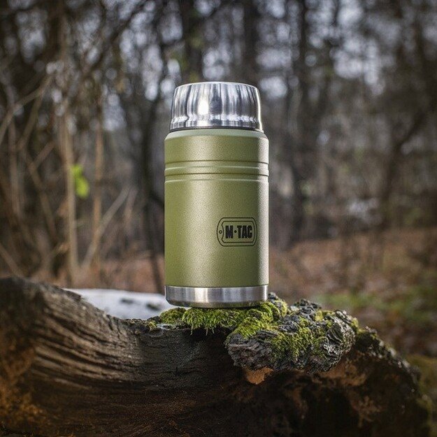 M-Tac UN-R02-750A Food thermos with foldable stainless steel spoon, 750 ml, olive green