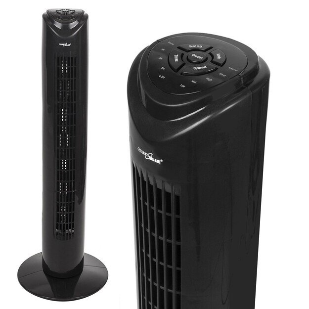 GreenBlue 45W tower fan with 3 levels of airflow, 82cm high, 1.5m cable, with remote control and timer GB645