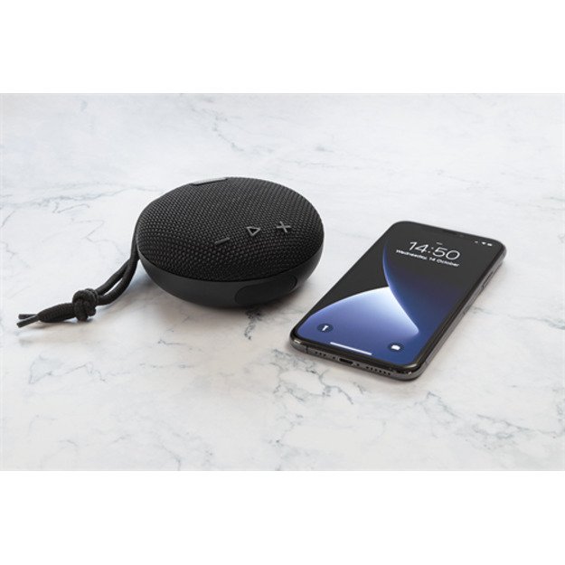 STREETZ vandeniui atsparus &bdquo;Bluetooth&ldquo; garsiakalbis, 5 W, AUX, įmontuotas mikrofonas, juodas / CM763