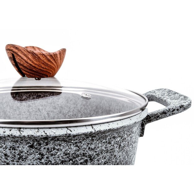 PROMIS Set of pots GRANITE, saucepan 16 cm, pots 20,24,28 brown handles