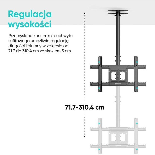 ONKRON Ceiling mount for TV 32 -80  max 68 kg, tilt-swivel, black