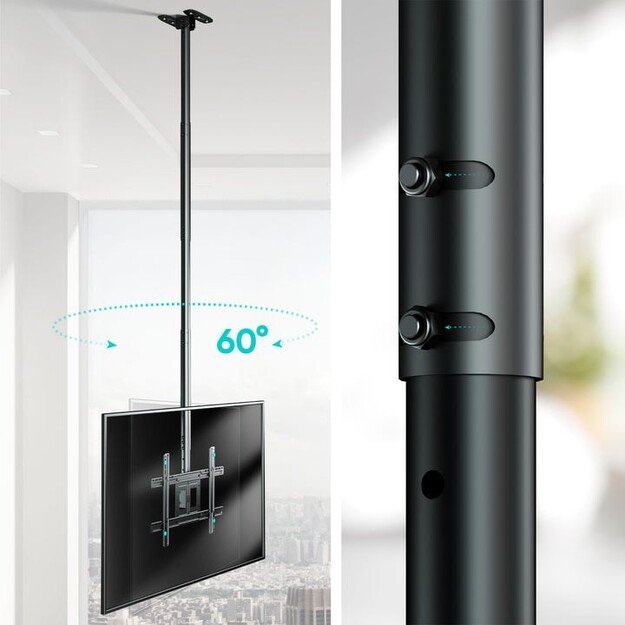 ONKRON Ceiling mount for TV 32 -80  max 68 kg, tilt-swivel, black