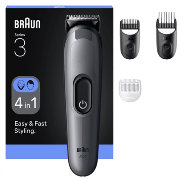 Braun 4-in-1 Grooming Kit | All-in-One Series 3 AIO3500 | Cordless | Number of length steps 14 | Black
