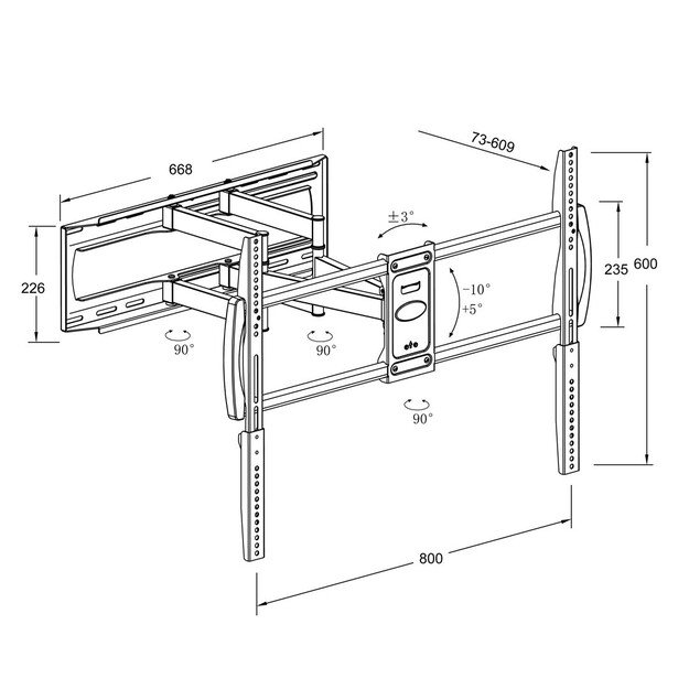 Montis bracket TV „DENALI” 37 - 105  MT162 2.67 m (105 ) Black 14