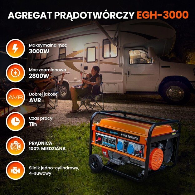 Extralink Power generator EGH-3000 hybrid, 3kW 1F