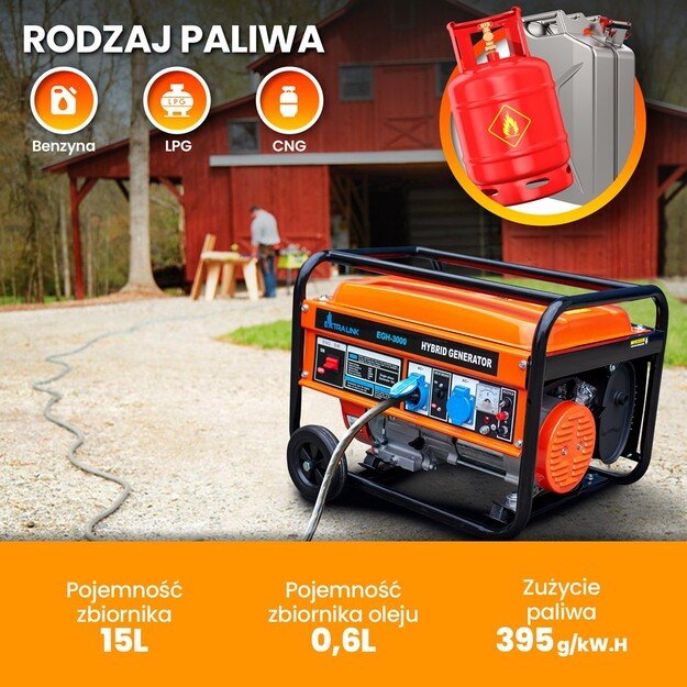 Extralink Power generator EGH-3000 hybrid, 3kW 1F