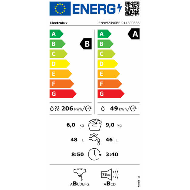 Skalbyklė-Džiovyklė ELECTROLUX EN9W2496BE