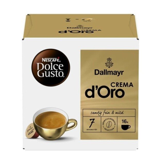 Nescafe Dolce Gusto Dallmayr CREMA d Oro kava, 16 kapsulių dėžutėje