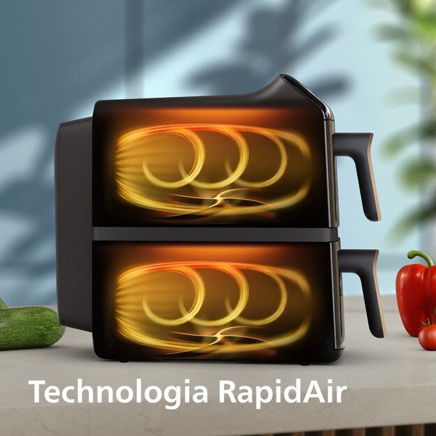 Philips Dual Basket Airfryer | NA462/70 4000 Series | Power 2750 W | Capacity 10 L | Rapid Air technology | Black