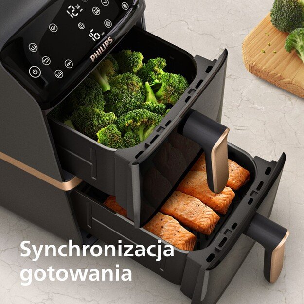 Philips Dual Basket Airfryer | NA462/70 4000 Series | Power 2750 W | Capacity 10 L | Rapid Air technology | Black
