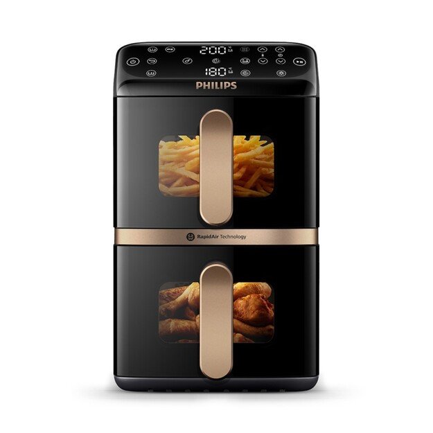 Philips Dual Basket Airfryer | NA462/70 4000 Series | Power 2750 W | Capacity 10 L | Rapid Air technology | Black