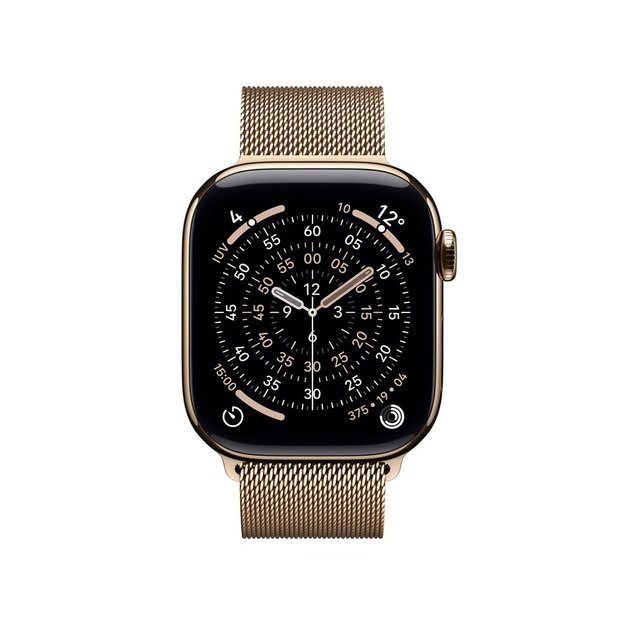 Apple Watch Series 11 GPS + Cellular 42mm Gold Titanium Case with Gold Milanese Loop