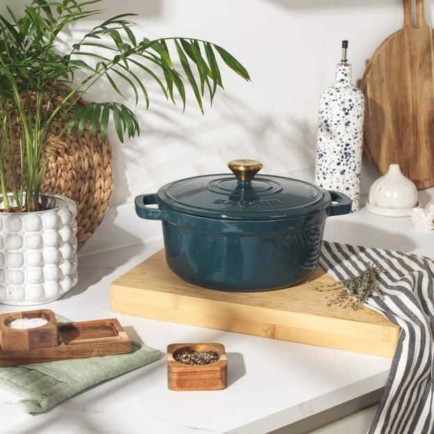 Salter BW13771GR Chester 3.4L Cast Iron Casserole Pot 24 cm Green