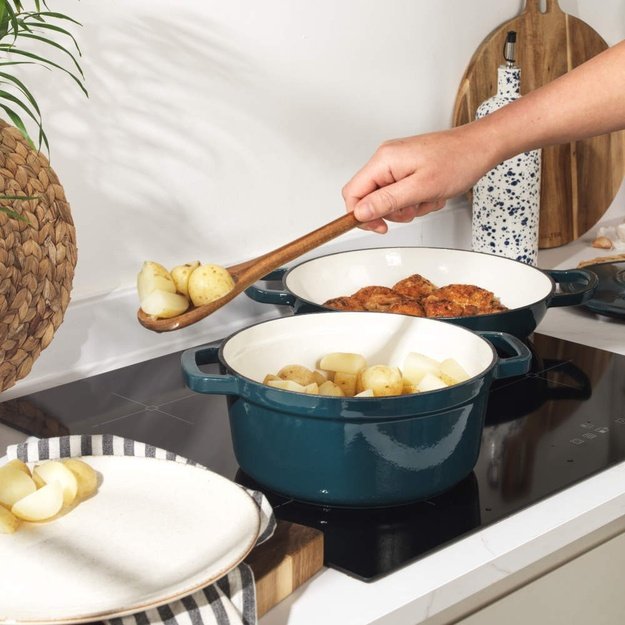 Salter BW13771GR Chester 3.4L Cast Iron Casserole Pot 24 cm Green