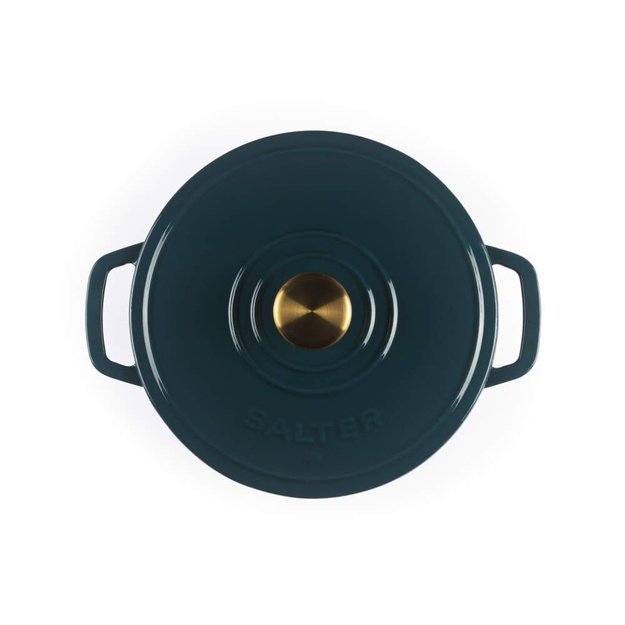 Salter BW13771GR Chester 3.4L Cast Iron Casserole Pot 24 cm Green