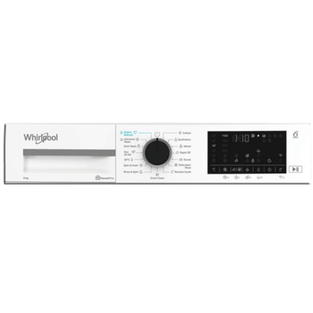 Washing machine | WAM 97WB EE | Whirlpool Energy efficiency class A | Front loading | Washing capacity 9 kg | 1400 RPM | Depth 5