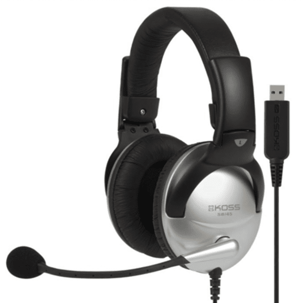 Koss | Gaming headphones | SB45 USB | Wired | On-Ear | Microphone | Silver/Black | Noise canceling