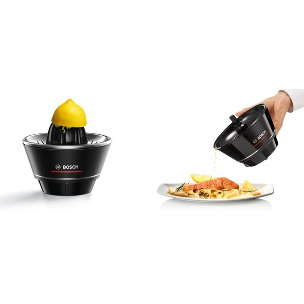 Juicer for citrus fruit BOSCH MCP72GPB (40W, 1l, black color, transparent color)