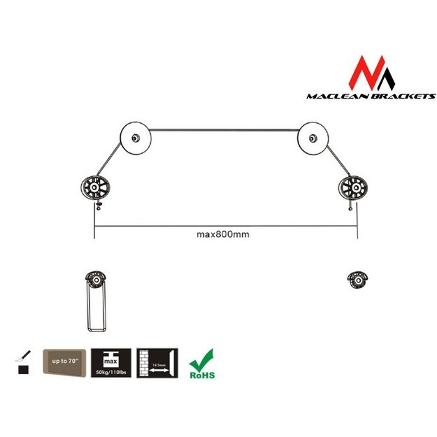 Mount wire hook for TV Maclean MC-557 (Hook, Wall - 70 , max. 50kg)