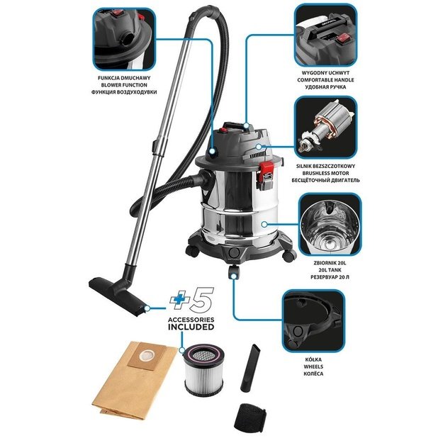 Workshop vacuum cleaner Energy+ 18V Li-lon, wet and dry, 20L tank