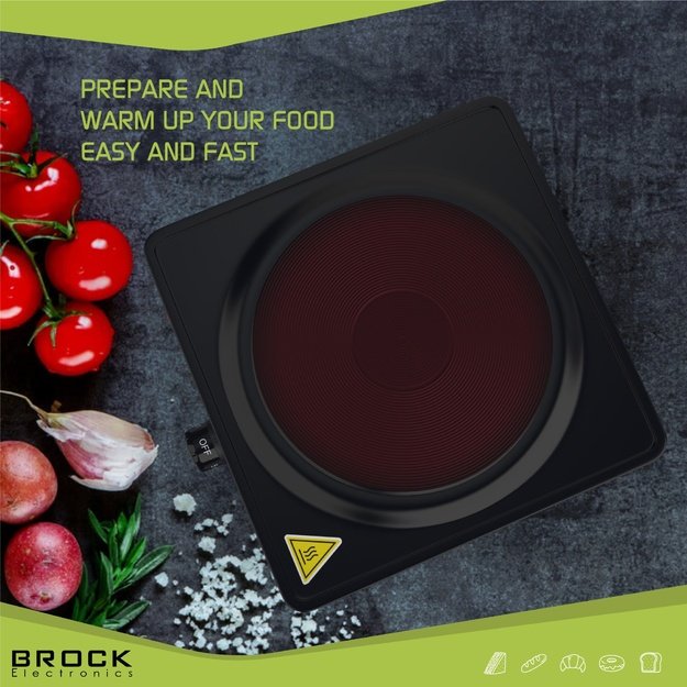 Brock EP 100 BK Single Ring Electric Hob 1500W, Black
