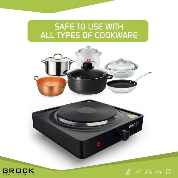 Brock EP 100 BK Single Ring Electric Hob 1500W, Black