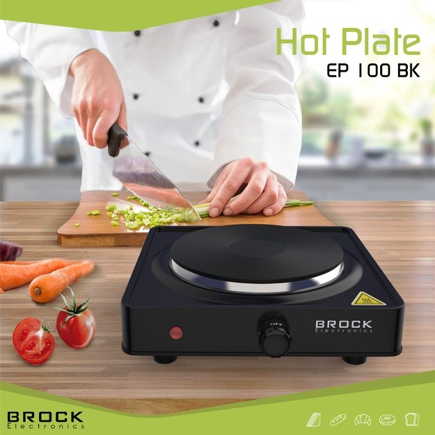 Brock EP 100 BK Single Ring Electric Hob 1500W, Black