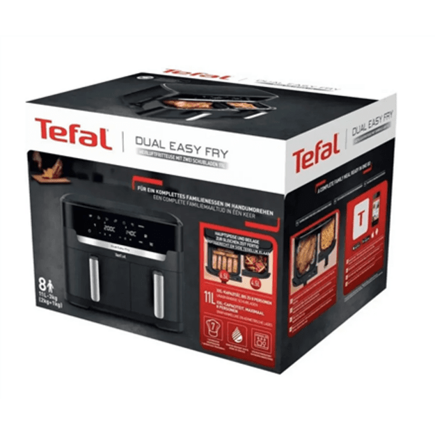 TEFAL | Air Fryer | EY942HE0 Easy Fry Dual XXL | Power 2700 W | Capacity 11 L | Dark Grey